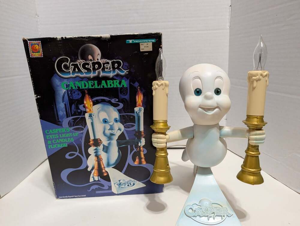 Trendmasters Vintage 1996 Casper Candelabra Light-Up Ghost Halloween Decor Box